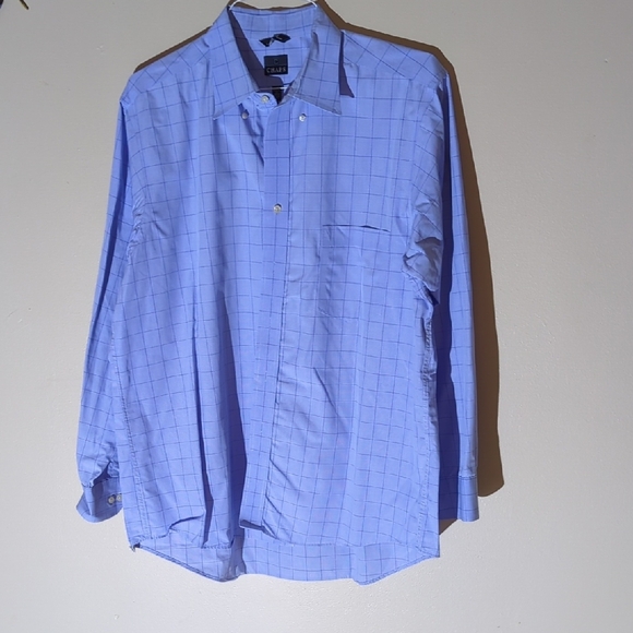 Chaps Light Blue Grid Pattern Dress Shirt, 17, 34-35 - Picture 2 of 7